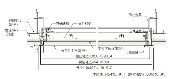 NAKA，下掀式天花板維修孔，日式天花板維修孔、鋁合金維修孔、維修孔、檢修孔、喬園貿易